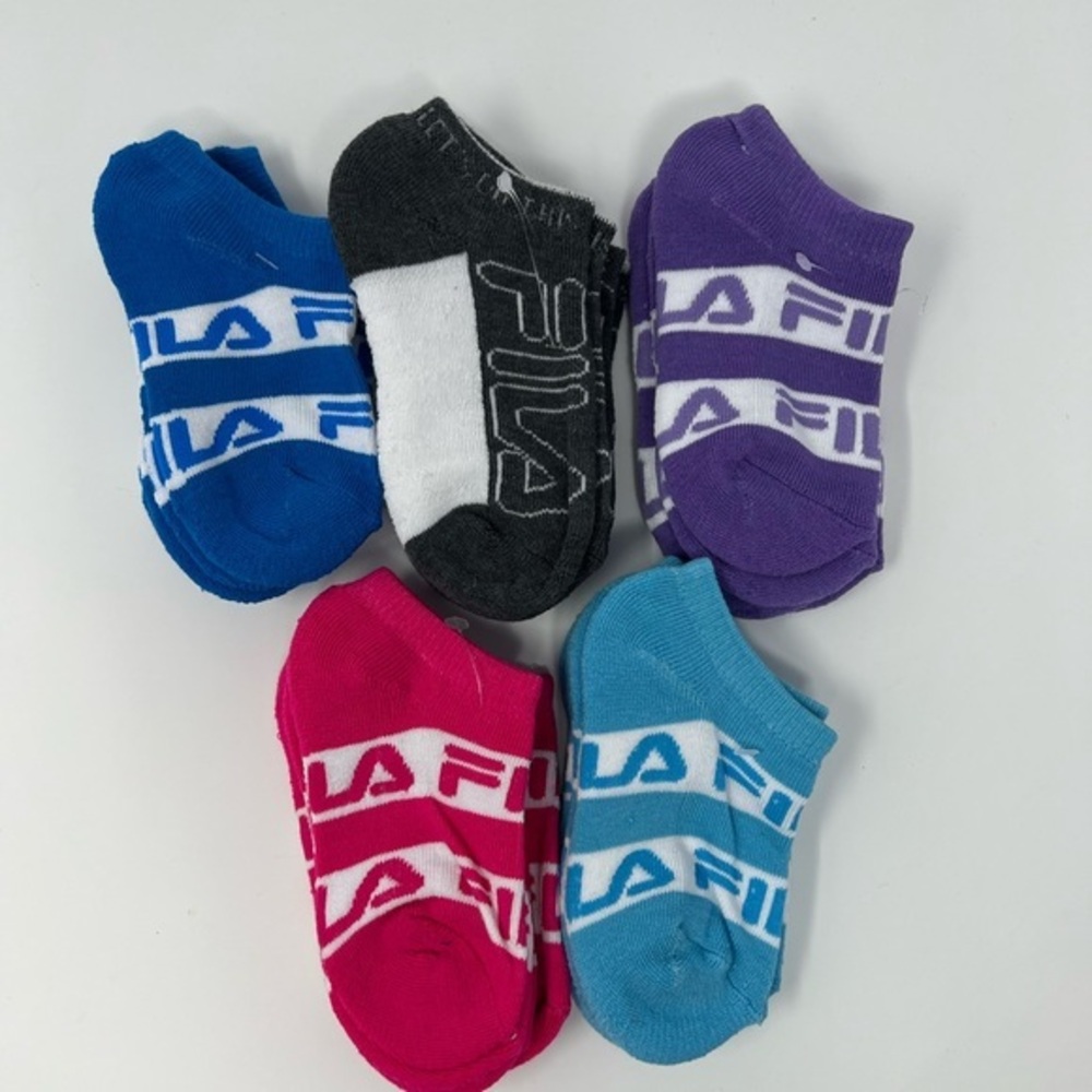 Fila Kids Girls 10-Pack Half Cushion No Show Socks Girls Small Shoe Sizes 7-10